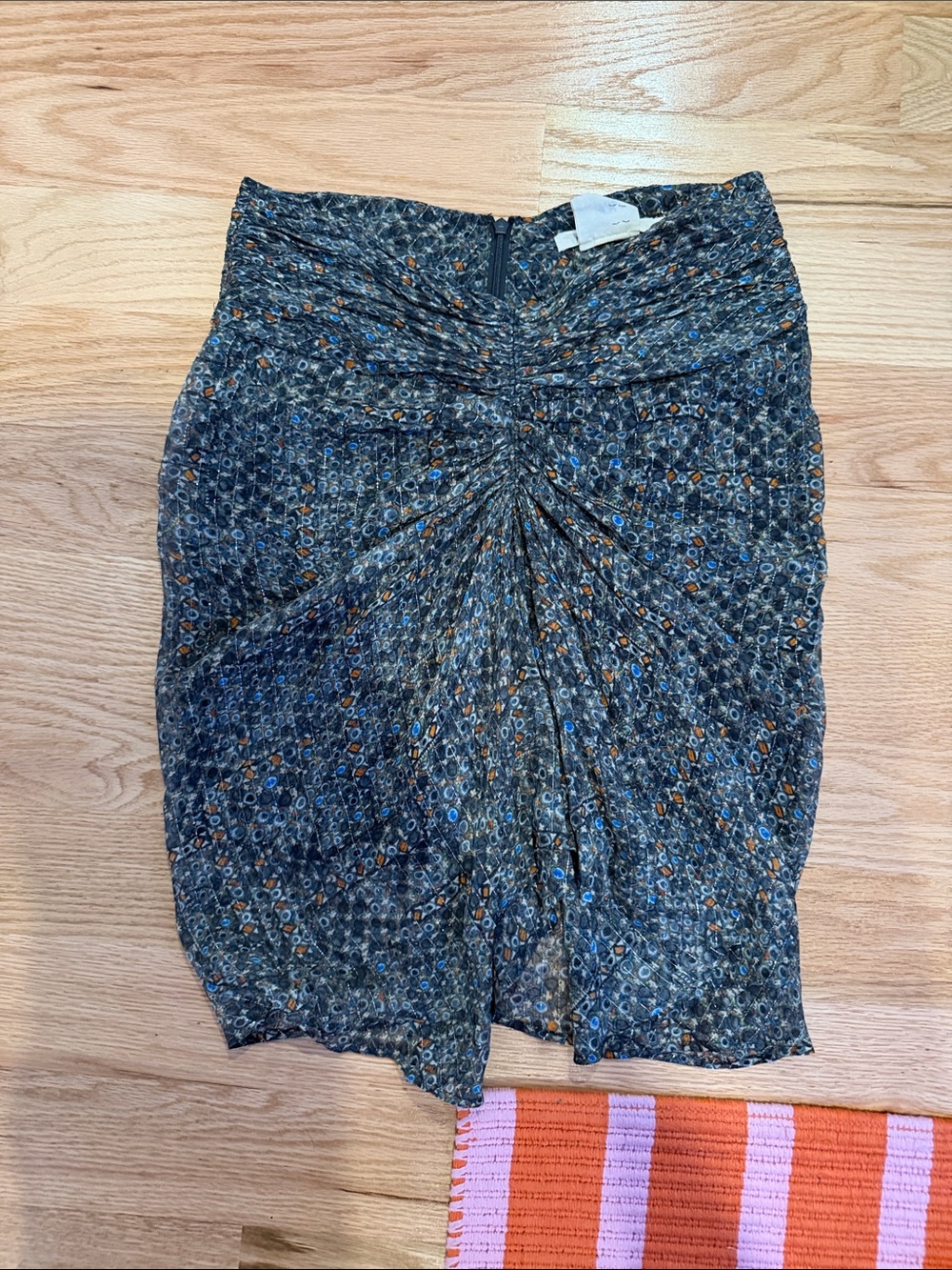Isabel Marant Charcoal Blue Floral Twist Pencil Skirt